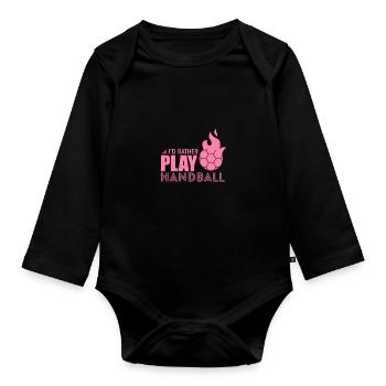 Handballer handball - Body Bébé bio manches longues - noir - Devant