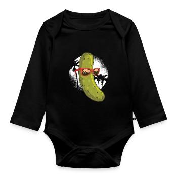 Gurke - Coole Gurke - Baby Bio-Langarm-Body - Schwarz - Vorne