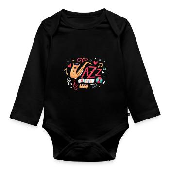Jazz Music Saxophone Saxophone Instrument - Organic Longsleeve Baby Bodysuit - black - Front