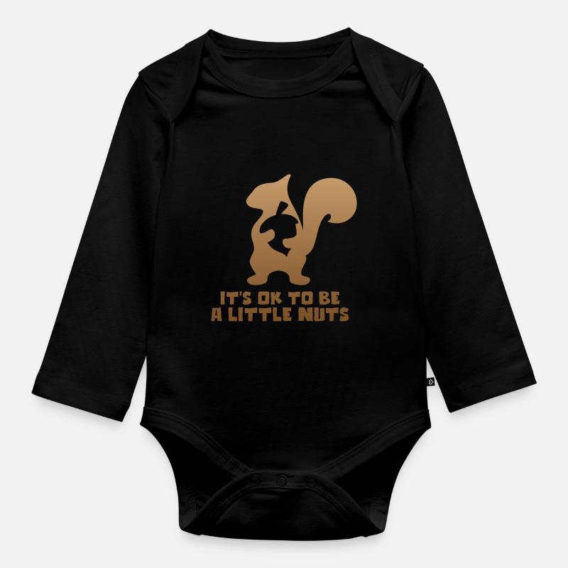Eichhörnchen - Baby Bio-Langarm-Body - Schwarz