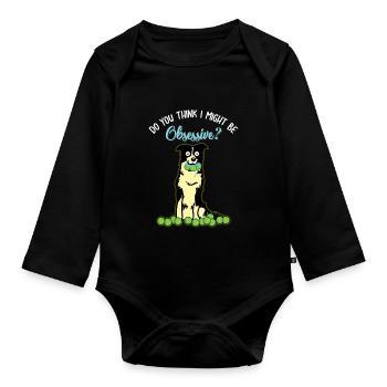 Border Collie Idée cadeau pour les propriétaires de chiens - Body Bébé bio manches longues - noir - Devant