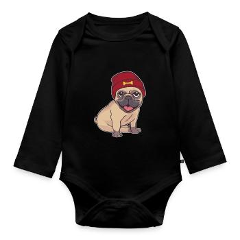 Hipster Mop Chien - Body Bébé bio manches longues - noir - Devant