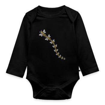 Many bees - Save the bees - Organic Longsleeve Baby Bodysuit - black - Front