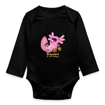 Snaxolotl oublié - embardement axolotl - Body Bébé bio manches longues - noir - Devant