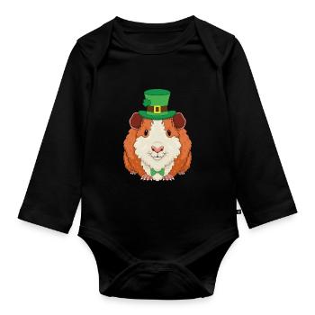 Lustig Meerschweinchen St.Patrick's Day Geschenk - Baby Bio-Langarm-Body - Schwarz - Vorne