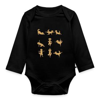 Yoga Golden Retriever Meditation Yogi Geschenk - Baby Bio-Langarm-Body - Schwarz - Vorne