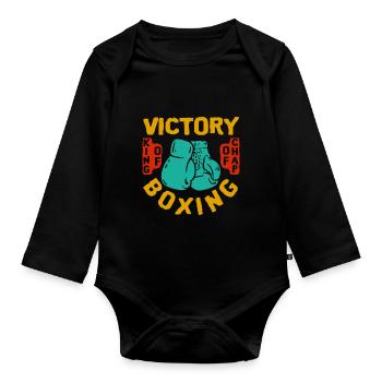 Boxing Boxer Martial Arts Boxing Glove Gift Idea - Organic Longsleeve Baby Bodysuit - black - Front