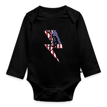Lineman Elektriker Amerika Flagge Usa Geschenk - Baby Bio-Langarm-Body - Schwarz - Vorne