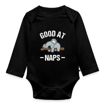 Koala Good At Naps - Baby Bio-Langarm-Body - Schwarz - Vorne