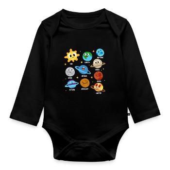 Univers du système solaire Planet galaxy - Body Bébé bio manches longues - noir - Devant