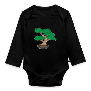 Bonsai tree plants Japan tree cut gift - Organic Longsleeve Baby Bodysuit - black - Front