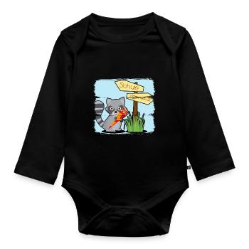 Sac de bonbons de raton laveur d'inscription scolaire - Body Bébé bio manches longues - noir - Devant