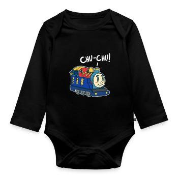 Train - Organic Longsleeve Baby Bodysuit - black - Front