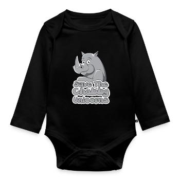 RhinoCeros Rhino Chubby Unicorn Gift - Organic Longsleeve Baby Bodysuit - black - Front