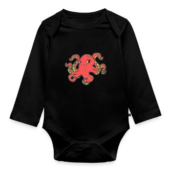 Octopus poulpe poulpe poisson cadeau - Body Bébé bio manches longues - noir - Devant