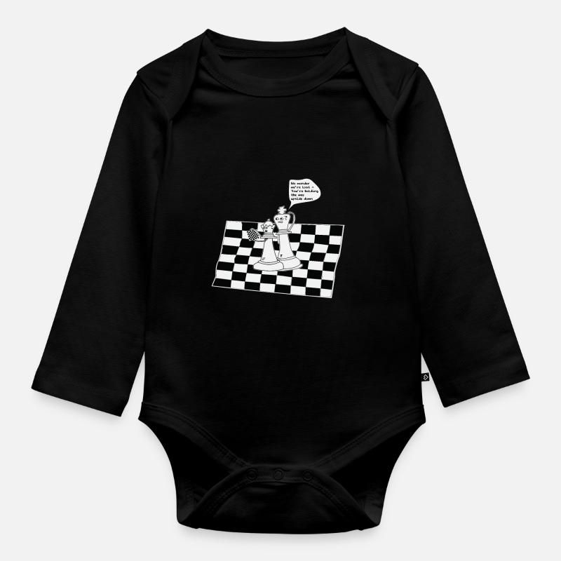 Pièces d'échecs drôles - Body Bébé bio manches longues - noir