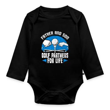 Golfen Golfer Vater Sohn Golf Geschenk - Baby Bio-Langarm-Body - Schwarz - Vorne