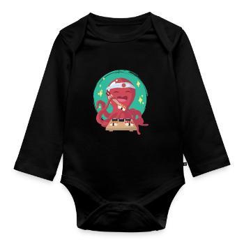Pieuvre Sushi Maître sushi - Body Bébé bio manches longues - noir - Devant