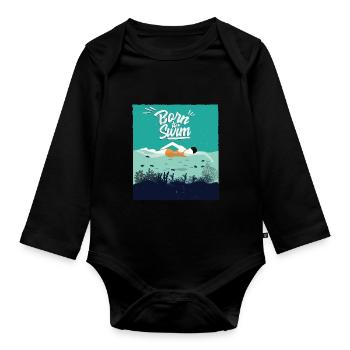 Born to swim gift idea birthday - Organic Longsleeve Baby Bodysuit - black - Front