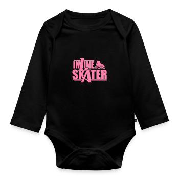 Fahrerin Inline Skaterin Inliner Rollschuh Skater - Baby Bio-Langarm-Body - Schwarz - Vorne