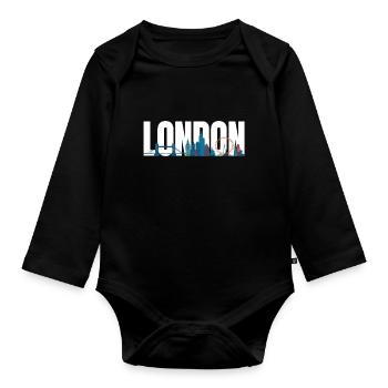 Londres Skyline UK Angleterre Tower Bridge cadeau - Body Bébé bio manches longues - noir - Devant