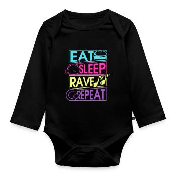 Eat Sleep Rave Repeat Gift - Body Bébé bio manches longues - noir - Devant