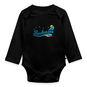 Bodensee Alpen Geschenk Shirt - Baby Bio-Langarm-Body - Schwarz - Vorne