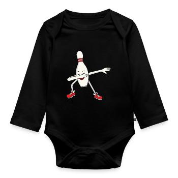 Bowling Bowler Pin Dabbing Dab Tanz Geschenk - Baby Bio-Langarm-Body - Schwarz - Vorne