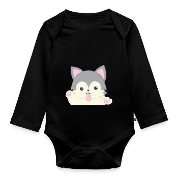 Husky - T-shirt Husky - Husky Chien mignon - Body Bébé bio manches longues - noir - Devant