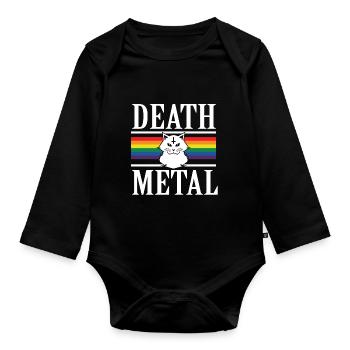 Death Metal Satan Cat Rainbow Rock Gothic - Organic Longsleeve Baby Bodysuit - black - Front