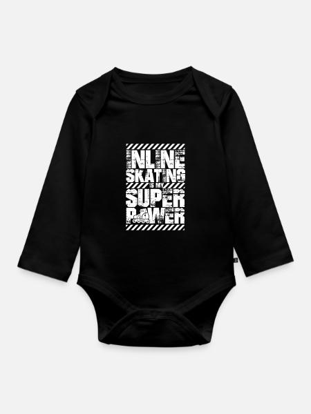 Inline Skater - Baby Bio-Langarm-Body - Schwarz