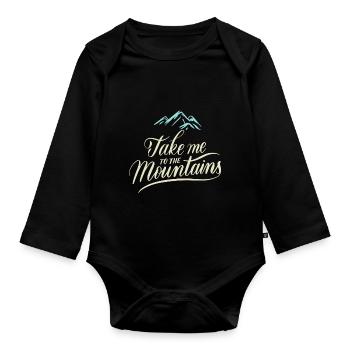 Montagne - Randonnée en montagne - Montagne - Chemise - Body Bébé bio manches longues - noir - Devant