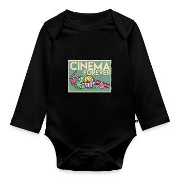 cinéma - Body Bébé bio manches longues - noir - Devant