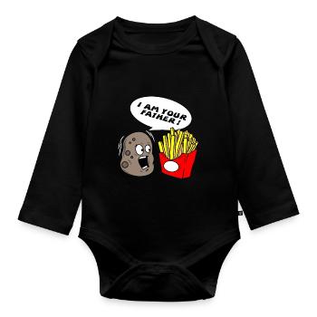 I'm your dad potato fries dad dad geek - Organic Longsleeve Baby Bodysuit - black - Front