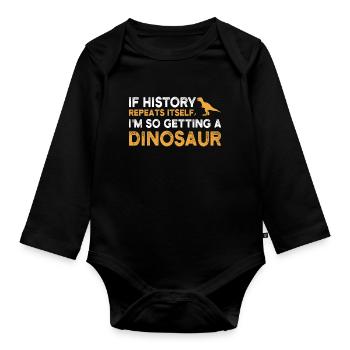 dinosaur - Shirt - Baby Bio-Langarm-Body - Schwarz - Vorne