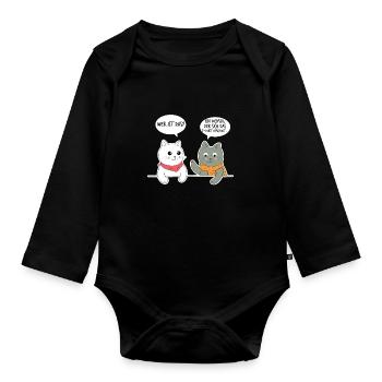 Katzen Sprüche T-Shirt Wer ist das? Das ist ein - Baby Bio-Langarm-Body - Schwarz - Vorne