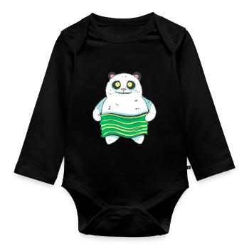 Panda asiatique à base de sushi - Body Bébé bio manches longues - noir - Devant