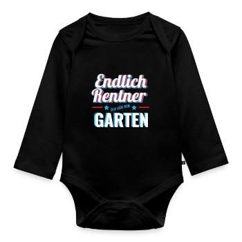 Rente 2019 Ruhestand 63 Kollegen Abschied Garten - Baby Bio-Langarm-Body - Schwarz - Vorne