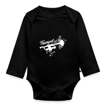 trompette - Body Bébé bio manches longues - noir - Devant