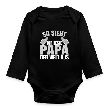so sieht der beste papa der welt aus - Baby Bio-Langarm-Body - Schwarz - Vorne