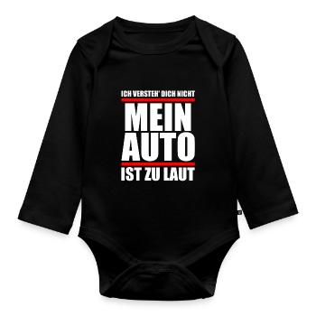 Auto Spruch lustiges T-Shirt Sprüche Shirt Fun - Baby Bio-Langarm-Body - Schwarz - Vorne
