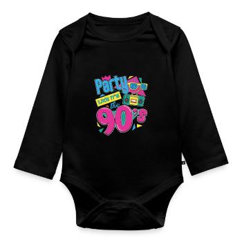 party like it's the 90s - Baby Bio-Langarm-Body - Schwarz - Vorne