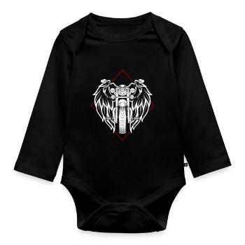 Cadeau de motard vintage vintage Wings - Body Bébé bio manches longues - noir - Devant
