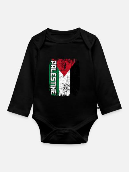 PALÄSTINA FLAGGE Palästinensische Fahne groß retro - Baby Bio-Langarm-Body - Schwarz