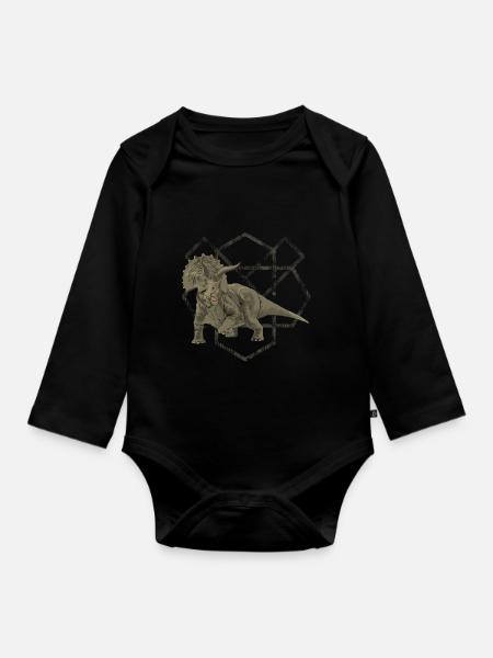 Triceratops - Baby Bio-Langarm-Body - Schwarz