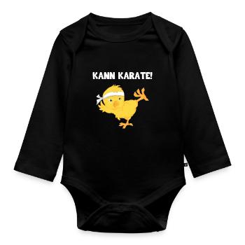 Kann Karate Küken - Baby Bio-Langarm-Body - Schwarz - Vorne