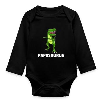 Dinosaurier Dino T-Rex Papa Vater Papi Geschenk - Baby Bio-Langarm-Body - Schwarz - Vorne