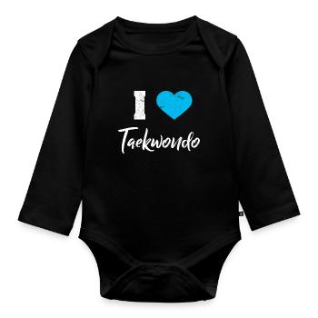 Taekwondo - Body Bébé bio manches longues - noir - Devant