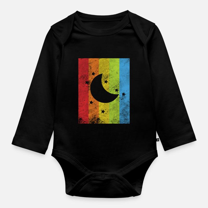 Regenbogenfahne - Baby Bio-Langarm-Body - Schwarz