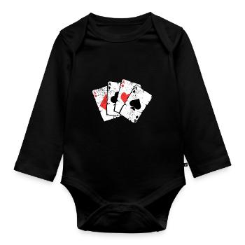 Poker Spiel Karten Spieler Bluff Trick Geschenk - Baby Bio-Langarm-Body - Schwarz - Vorne